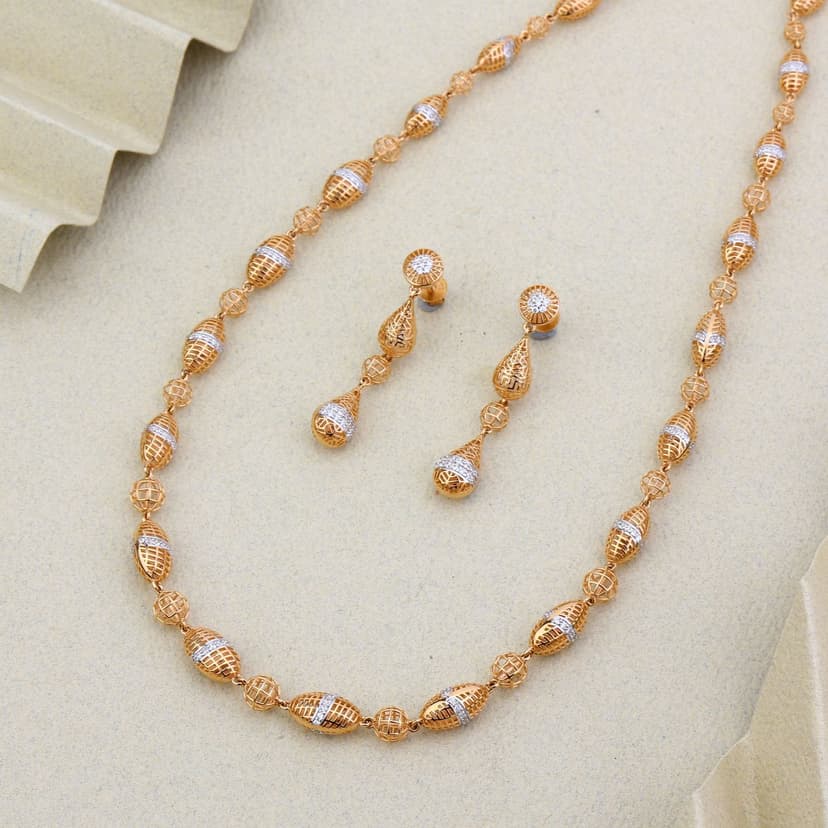 Tavienne Lattice Orb Necklace Set 18KT