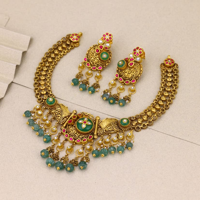 Neelkamini Antique Necklace 22KT