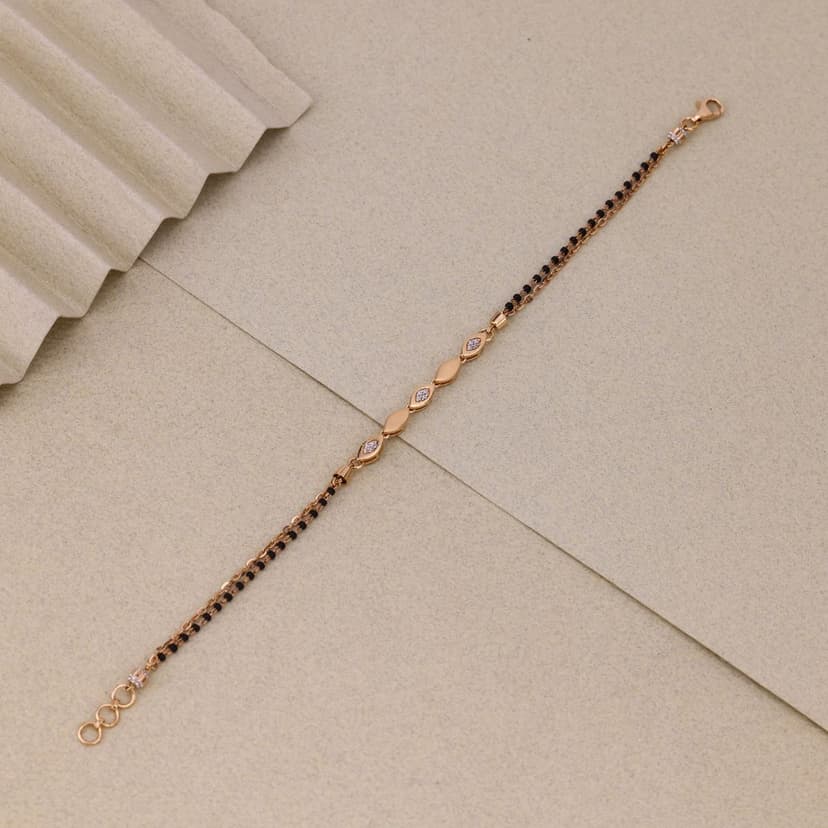 Celerique Linear Navette Mangalsutra Bracelet 18KT