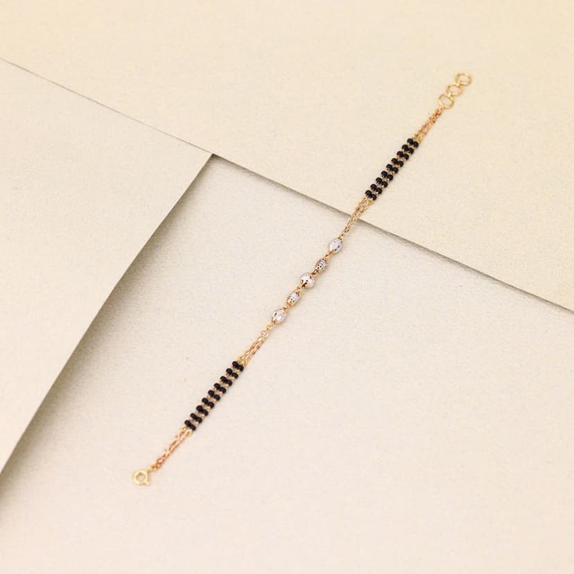Serenya Geometric Bead Mangalsutra Bracelet 18KT
