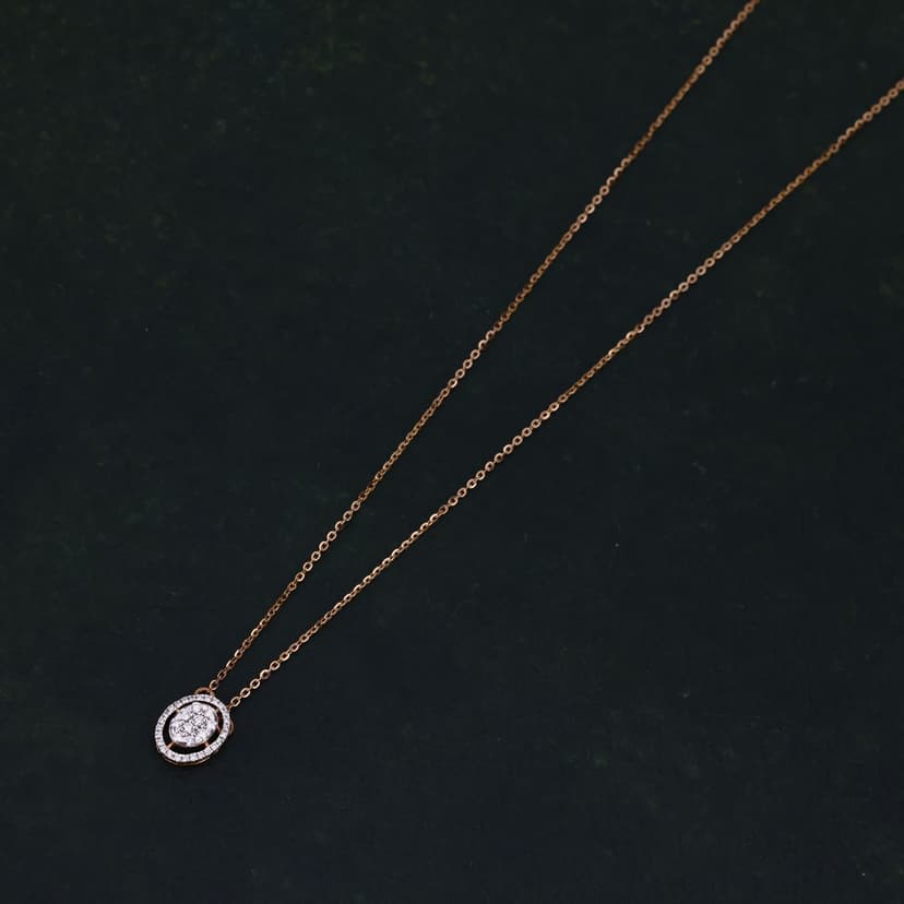 Ovaliora Real Diamond Chain Pendant 14KT