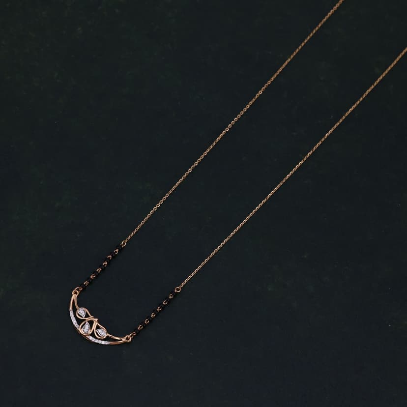 Leaforiah Real Diamond Mangalsutra 14KT