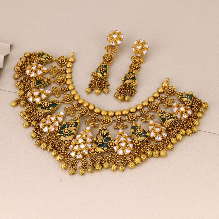 ANTIQUE NECKLACE SET 22KT
