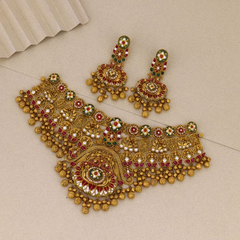 ANTIQUE NECKLACE SET 22KT