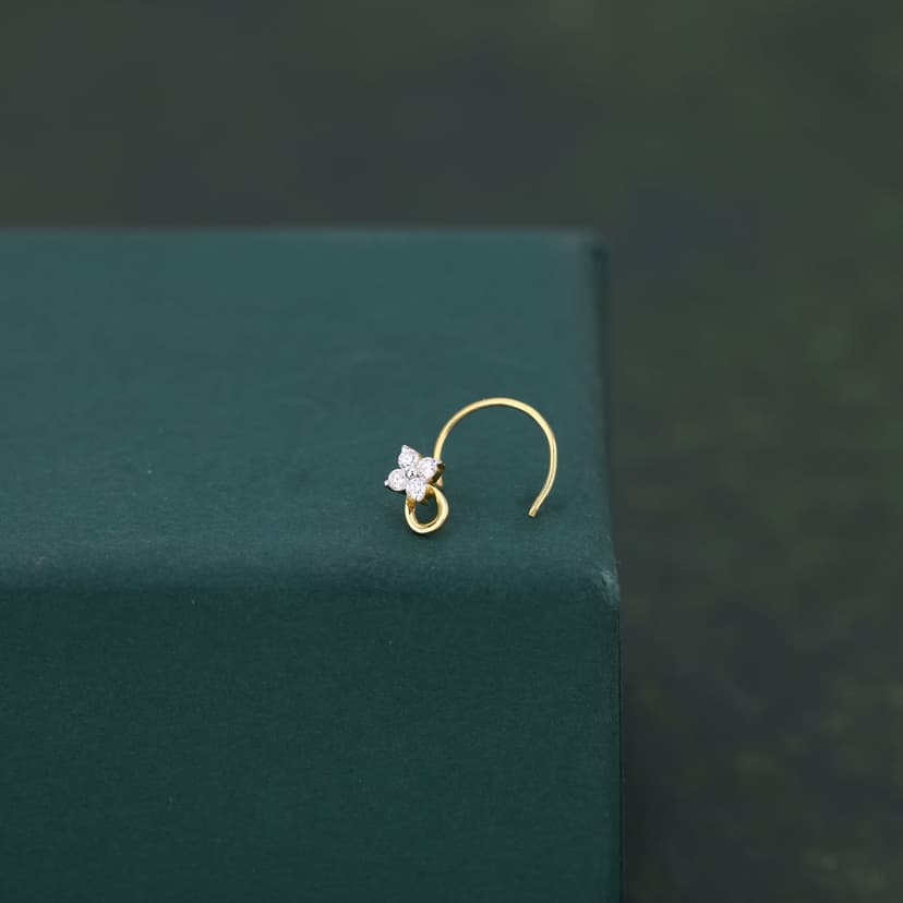 Florisse Loop Real Diamond Nose Pin 18KT