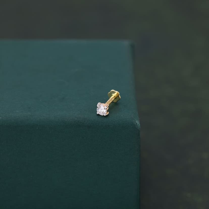 Neravelle Real Diamond Nose Pin 14KT