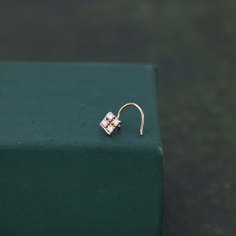 Brakion Real Diamond Nose Pin 14KT