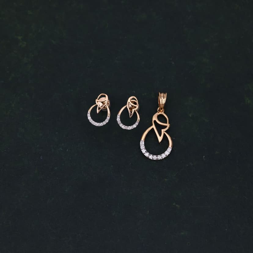Ribelora Real Diamond Pendant Set 14KT