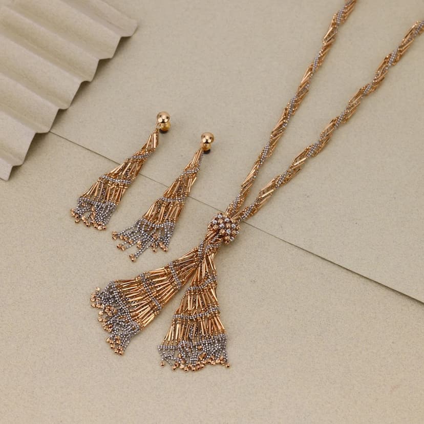 Regalisse Twin Tassel Chain Set 18KT