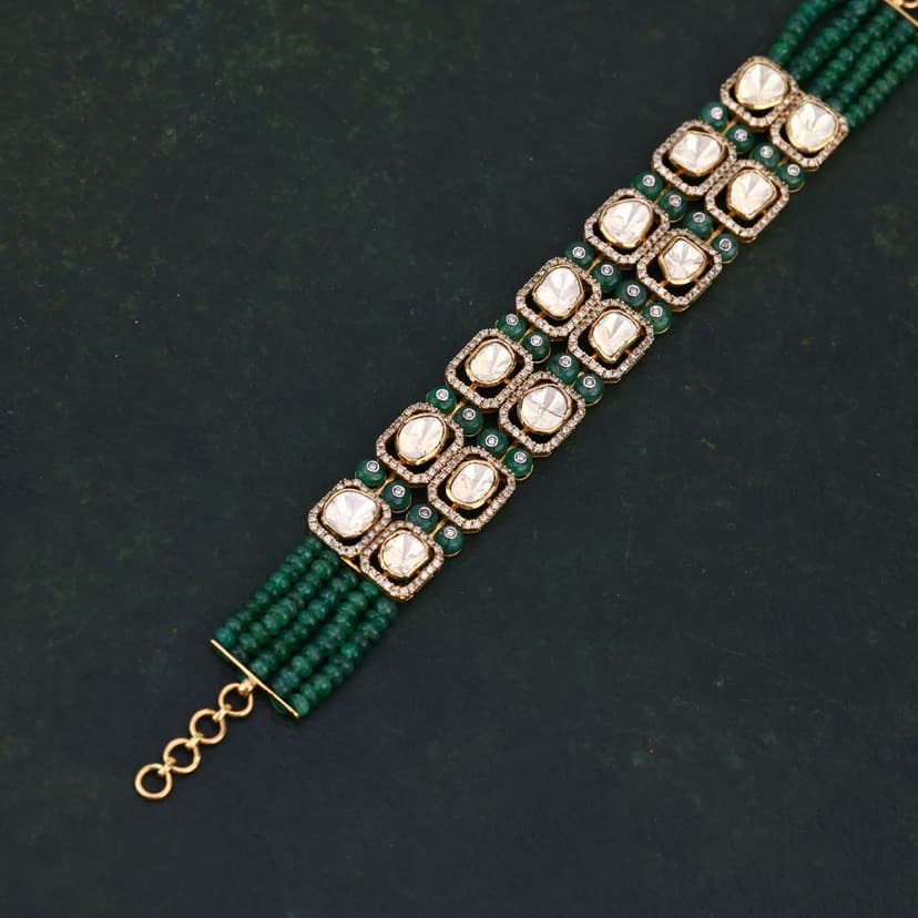 Zarvienne Geometric Real Polki Bracelet 18KT