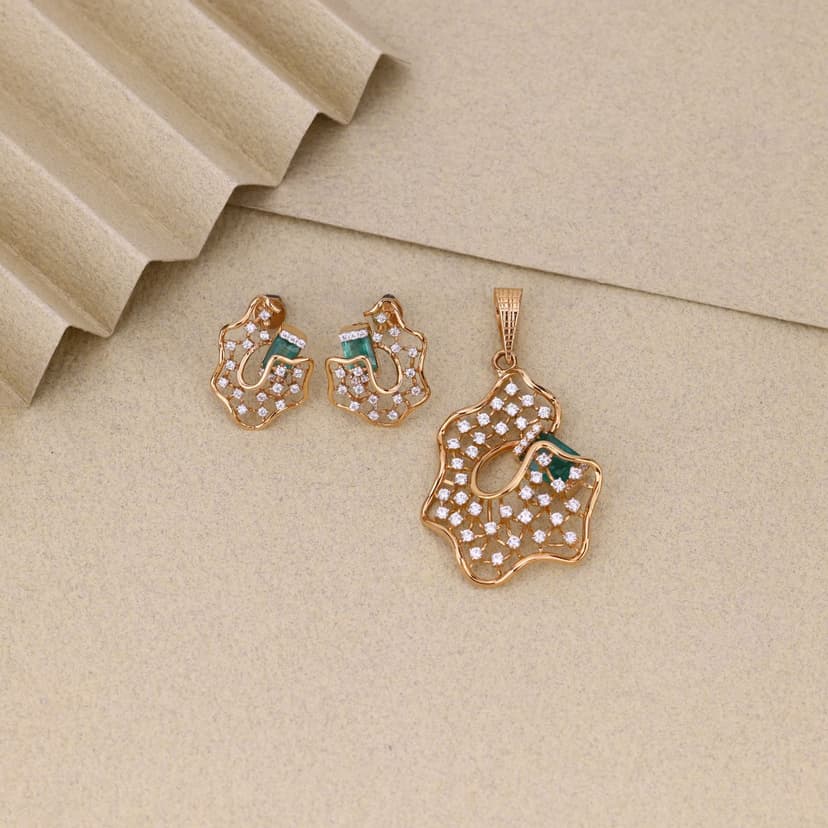 Zavessia Verde Mosaic Pendant Set 18KT