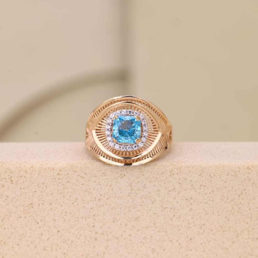 Calverune Blue Lattice Ring 18KT