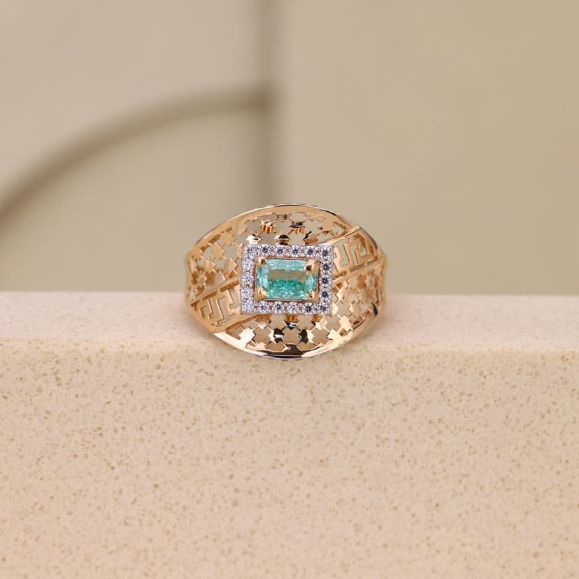 Cirevanna Green Lattice Ring 18KT