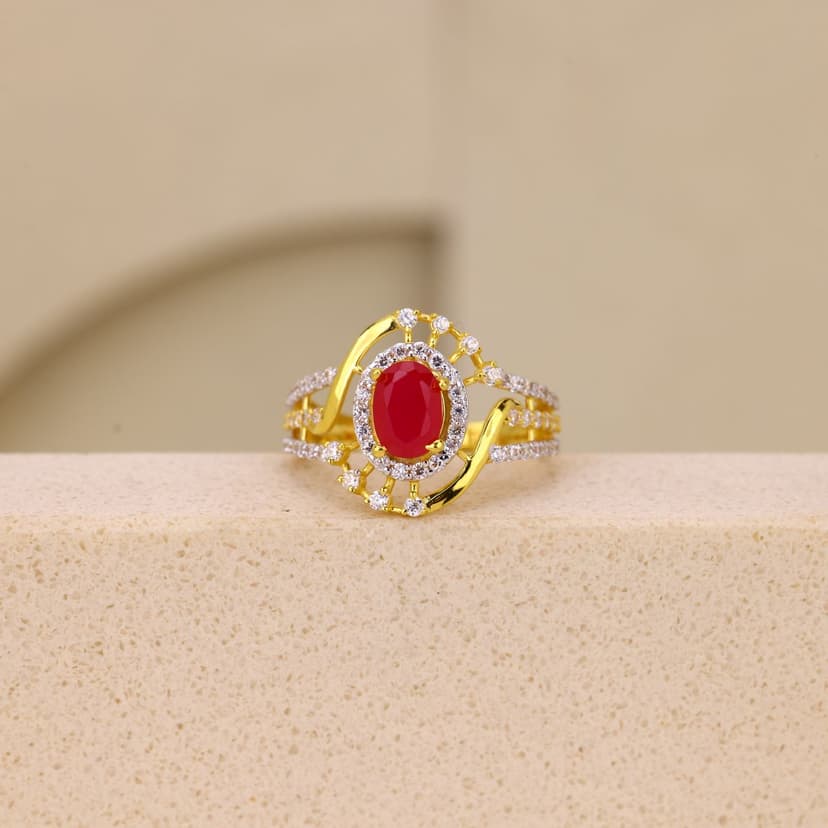 Zavrelisse Crimson Halo Ring 22KT