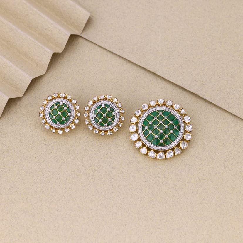 Zaravelle Verde Victorian Pendant Set 18KT