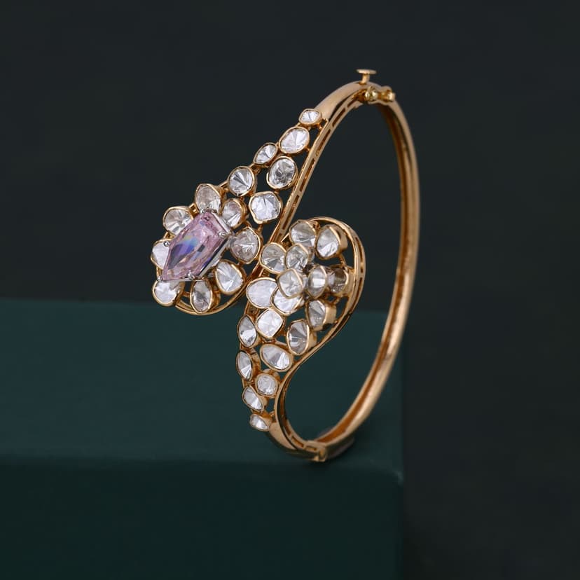 Qyvarielle Lab Grown Polki Kada 18KT