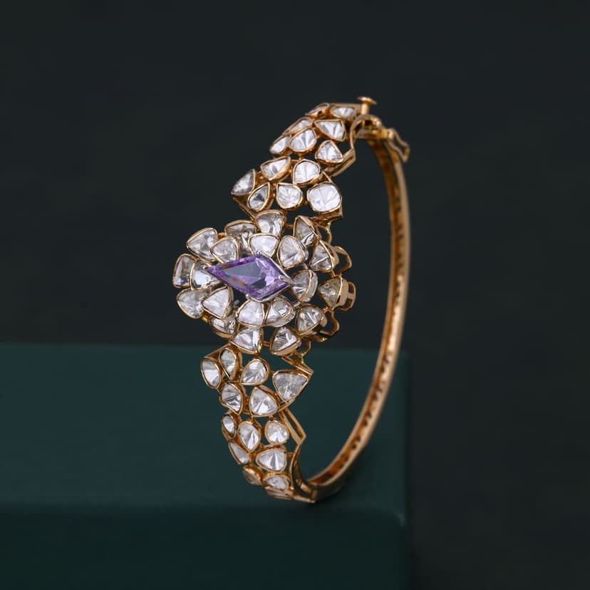 Qyvarienne Lab Grown Polki Kada 18KT