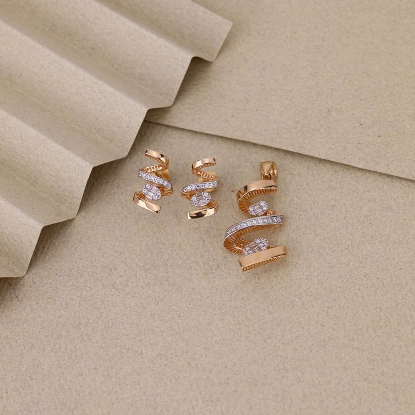 Meradelle Twirlwave Pendant Set 18KT